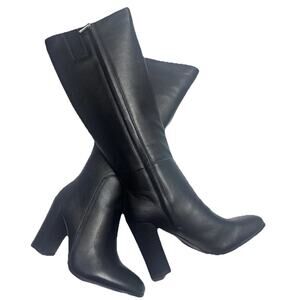 Kenneth Cole New York Justin Black Leather Knee High Boots Women’s 7 Medium